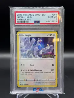 2020 POKEMON SWSH #069 LUGIA HOLO PSA 10 GEM MINT PROMO PRERELEASE BLACK STAR - Image 1