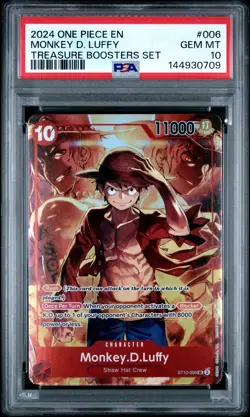 2024 ONE PIECE PROMOS TREASURE BOOSTERS SET #006 MONKEY D. LUFFY PSA 10 - Image 1