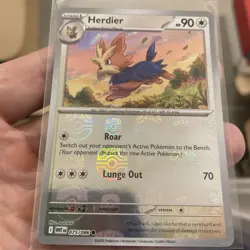 Pokemon Herdier Masterball Holo 075/086 White Flare Scarlet and Violet TCG - Image 1