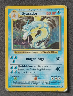 Pokemon TCG Gyarados 6/102 Base Set Holo Rare Card Vintage WOTC - VERY HP/DMG - Image 1