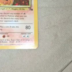 Pokemon TCG Fossil Moltres 12/62 Holo Rare 1999 English Basic 70 HP - Image 3