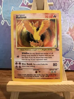Pokemon TCG Fossil Moltres 12/62 Holo Rare Holo 1999 English 70 HP Unlimited - Image 1