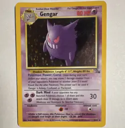 Pokemon TCG Gengar Fossil Holo Rare Unlimited 80 HP English 1999 5/62 - Image 1
