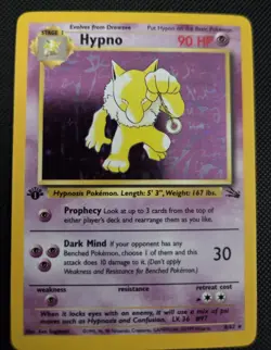Pokemon TCG Hypno 8/62 Fossil Holo Rare 1st Edition English 1999 WOTC - Image 1