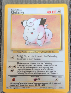 Wizards of the Coast Pokemon Clefairy Base Set Holo Rare 5/102 English 1999 HP40 - Image 1