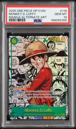 2025 ONE PIECE OP13-CARRYING ON HIS WILL #118 MONKEY D. LUFFY PSA 10 - Image 1