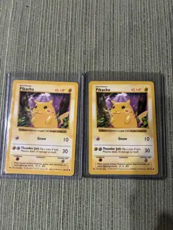 Pokemon TCG Pikachu 58/102 Base Set Shadowless red cheeks 1999 English Lot of 2 - Image 1