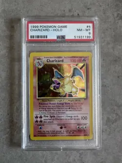 CHARIZARD HOLO 4/102 1999 BASE SET UNLIMITED POKEMON #4 PSA 8 - Image 1