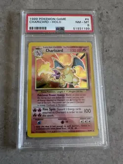 CHARIZARD HOLO 4/102 1999 BASE SET UNLIMITED POKEMON #4 PSA 8 - Image 4