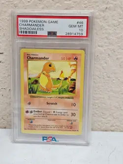 1999 POKEMON BASE SET SHADOWLESS #46/102 CHARMANDER PSA 10 Gem Mint - Image 1
