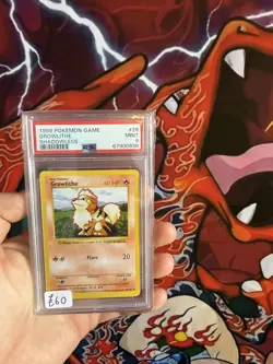 1999 Pokemon Base Set Shadowless - Growlithe #28 - PSA 9 - Image 1