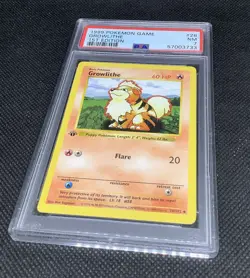 PSA 7 Growlithe First Edition SHADOWLESS Pokemon Card Base Set Near Mint - Image 1