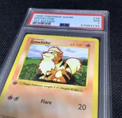 PSA 7 Growlithe First Edition SHADOWLESS Pokemon Card Base Set Near Mint - Image 2