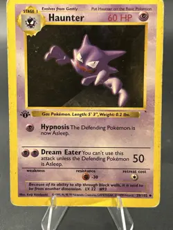 1999 Pokemon TCG Haunter 29/102 Base Set Shadowless 1st Edition Heavy Play HP - Image 2