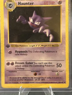 1999 Pokemon TCG Haunter 29/102 Base Set Shadowless 1st Edition Heavy Play HP - Image 4