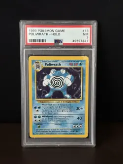1999 Pokemon Game Poliwrath Base Set Holo 13/102 PSA 7 - Image 1