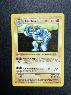 Machoke 34/102 1st Edition Shadowless Base Set 1999 Pokemon WOTC LP / MP - Image 1