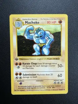 Machoke 34/102 1st Edition Shadowless Base Set 1999 Pokemon WOTC LP / MP - Image 4