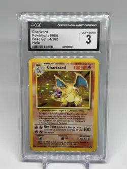 1999 Pokemon Game Charizard Base Set #4/102 Unlimited Holo CGC 3 VG Very Good - Image 1