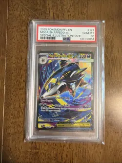2025 POKEMON PFL EN-PHANTASMAL FLAMES #127 MEGA SHARPEDO EX PSA 10 - Image 1