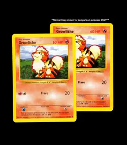 1999 Pokemon GROWLITHE Base Set SHADOWLESS Misprint LOW INK ERROR Card 28/102 EX - Image 3