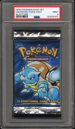 1999 Pokemon Base Set Unlimited Thick Font Blastoise Pack Sealed PSA 9 MINT - Image 2