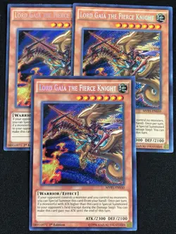 YUGIOH LORD GAIA THE FIERCE KNIGHT MVP1-ENS50 1ST X3 SECRET NM - Image 1