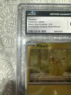 POKEMON CGC 9.5 MINT+ PIKACHU ILLUSTRATION CONTEST WINNER 2024 #214 PROMO🔥 - Image 3