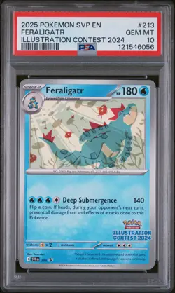 2025 Pokemon SVP Black Star Promo 213 Feraligatr Illustration Contest PSA 10 - Image 1