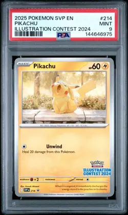 2025 POKEMON SVP EN-SV BLACK STAR PROMO ILLUSTRATION CONTEST 2024 PIKACHU PSA 9 - Image 1