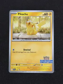 Pikachu ILLUSTRATION CONTEST 2024 PROMO SVP 214 (NM/M) Black Star PROMO Pokemon - Image 1
