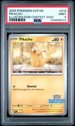 2025 POKEMON SVP EN-SV BLACK STAR PROMO ILLUSTRATION CONTEST 2024 PIKACHU PSA 9 - Image 1