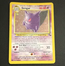 Gengar Fossil 5/62 Holo Rare English Pokemon TCG 1999 Heavily Played - Image 1