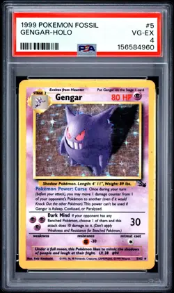 Pokemon 1999 Fossil Gengar 5/62 Holo PSA 4 English Trading Card - Image 1