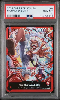 2025 ONE PIECE STARTER DECK ST21-EX GEAR 5 #001 MONKEY D. LUFFY PSA 10 - Image 1