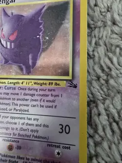 1999 Wizards Gengar Pokemon Card 5/62 Fossil Holo Rare Vintage Foil TCG - Image 2