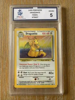 Pokemon TCG Dragonite Fossil Holo Unlimited Rare Card 4/62 1999 MGC 5 - Image 1