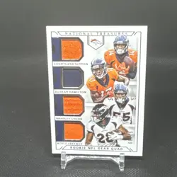 2018 National Treasures Sutton Hamilton Chubb Freeman (RC) NFL Gear /99 #GQM-5 - Image 1