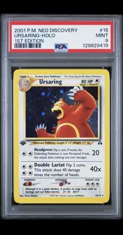 2001 POKEMON NEO DISCOVERY 1ST EDITION #15 URSARING-HOLO PSA 9 - Image 1