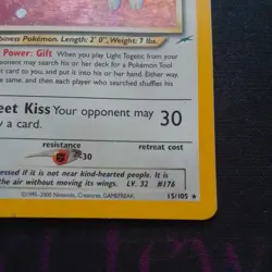 WOTC Pokemon Neo Destiny Light Togetic 15/105 Holo Rare vintage 2000 - Image 3