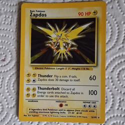 Pokemon Base Set Zapdos 16/102 Holo Rare Unlimited 1999 English Basic 90 HP - Image 1