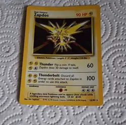 Pokemon Base Set Zapdos 16/102 Holo Rare Unlimited 1999 English Basic 90 HP - Image 2