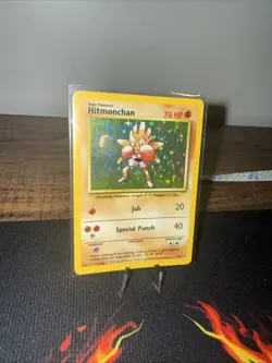 Pokemon TCG Hitmonchan Unlimited Rare Holo Card Base Set 7/102 - Image 1