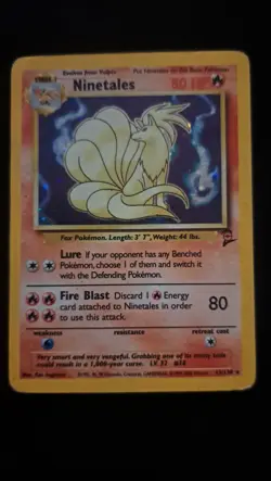 Pokemon TCG Ninetales Holo Unlimited Holo Rare Card Base Set 2 13/130 LP/MP - Image 1