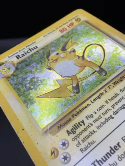 Pokemon TCG Raichu Fossil Holo Card 14/62 Unlimited Holo Rare MP Vintage WOTC - Image 4