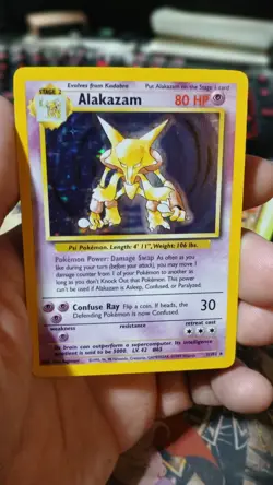 Pokemon TCG Alakazam Base Set Holo Card 001/102 WOTC LP - Image 3