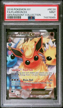 2016 Pokemon Generations Radiant Collection Flareon EX RC28 Full Art Holo PSA 9 - Image 1