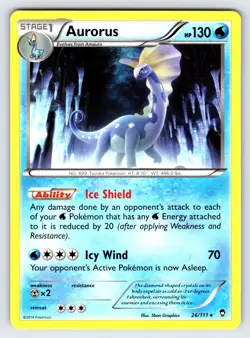 Aurorus 26/111 2014 B&W Furious Fists Pokemon Card TCG Non Holo Rare - Nm/Vlp - Image 1