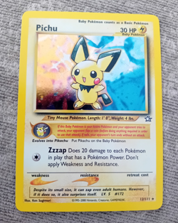 Pokemon TCG Pichu 12/111 Neo Genesis Holo Rare Holo Unlimited ENG 2000 30HP - Image 1