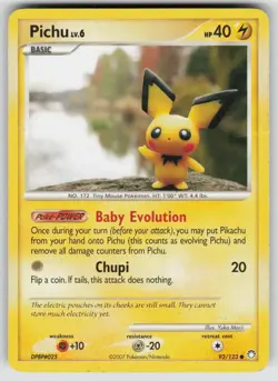 Pichu 93/123 Common Mysterious Treasures Pokemon Heavily Played - Image 1